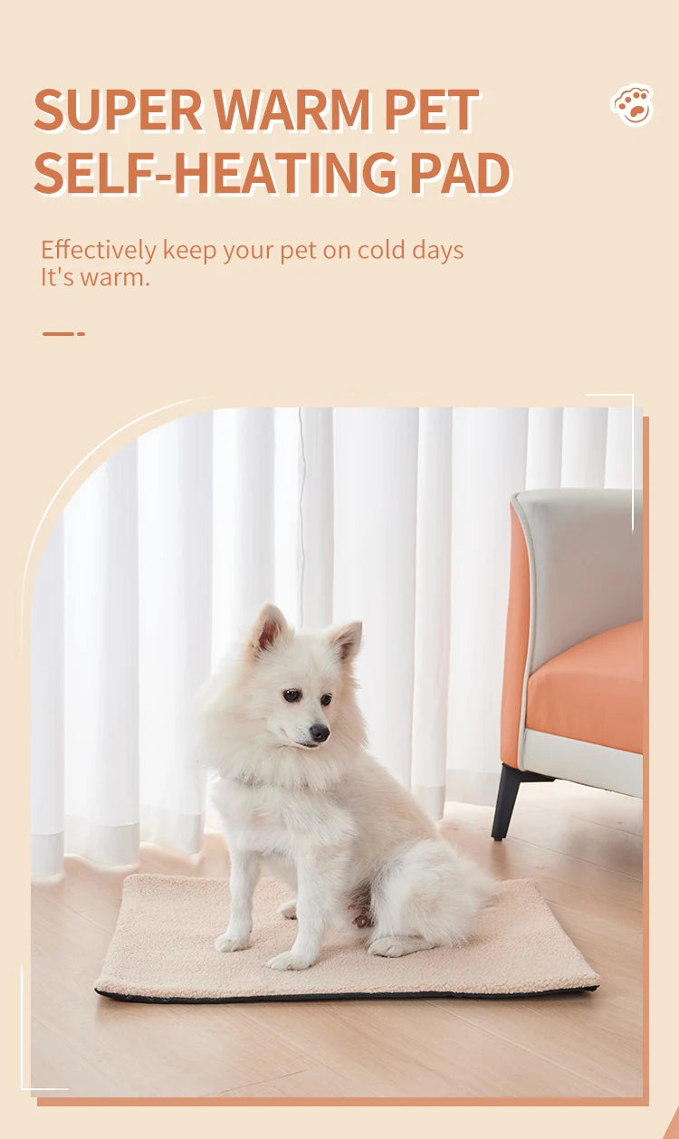 Self-Heating Pet Pads Blanket Puppy Pad Warm Cushion Mat for Cats Dogs Washable Pets with Thermal Body Heat Reflecting Core Pad