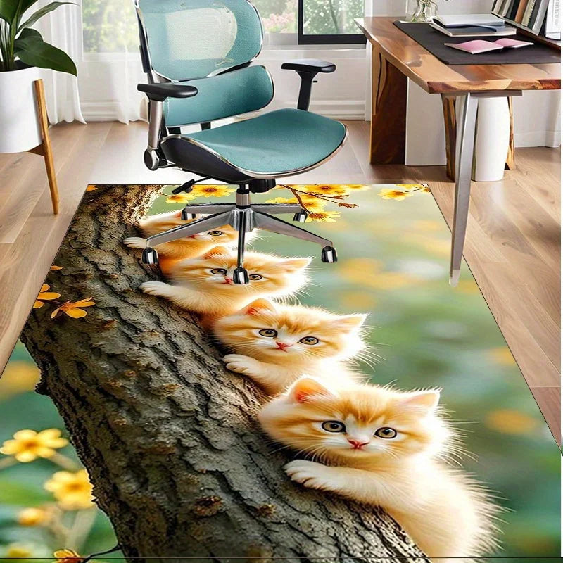 Adorable Kittens Rug for Pet Owners | Cat Themed Carpets, Playful Home Decor Accents Anti slip carpet can be machine washed