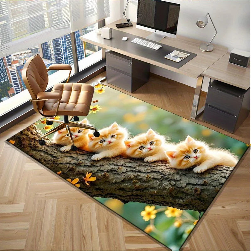Adorable Kittens Rug for Pet Owners | Cat Themed Carpets, Playful Home Decor Accents Anti slip carpet can be machine washed
